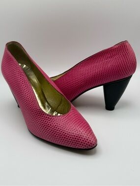 925-Walter Steiger Pink Textured Leather Pumps